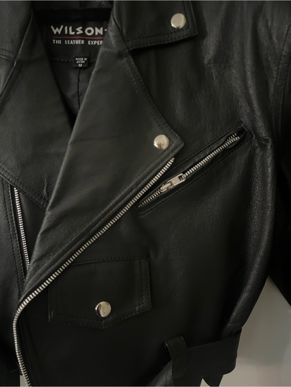 NWOT Vintage Wilson Black Cropped Leather Moto Jacket Y2K 80s - Picture 9 of 14